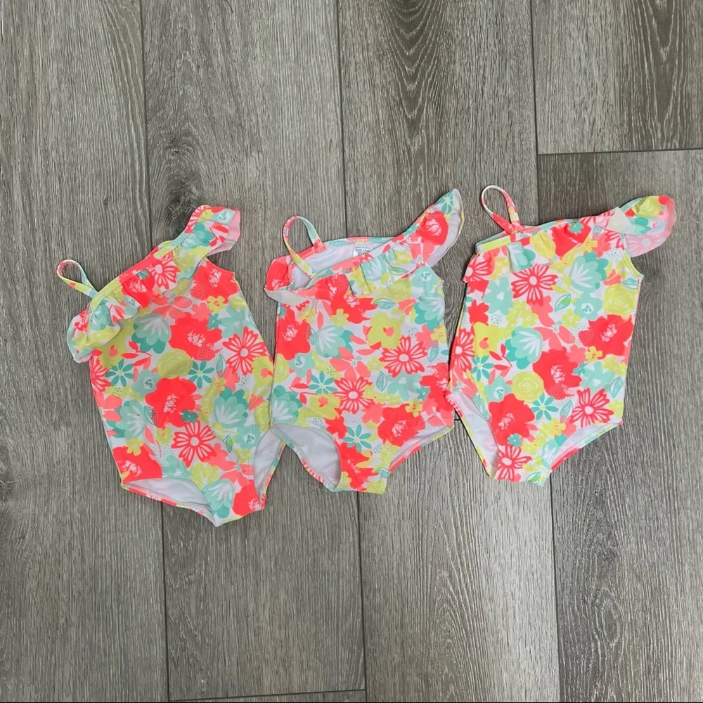 CARTERS RUFFLED SHOULDER ONE PIECE SWIMSUIT FLORAL 12MO